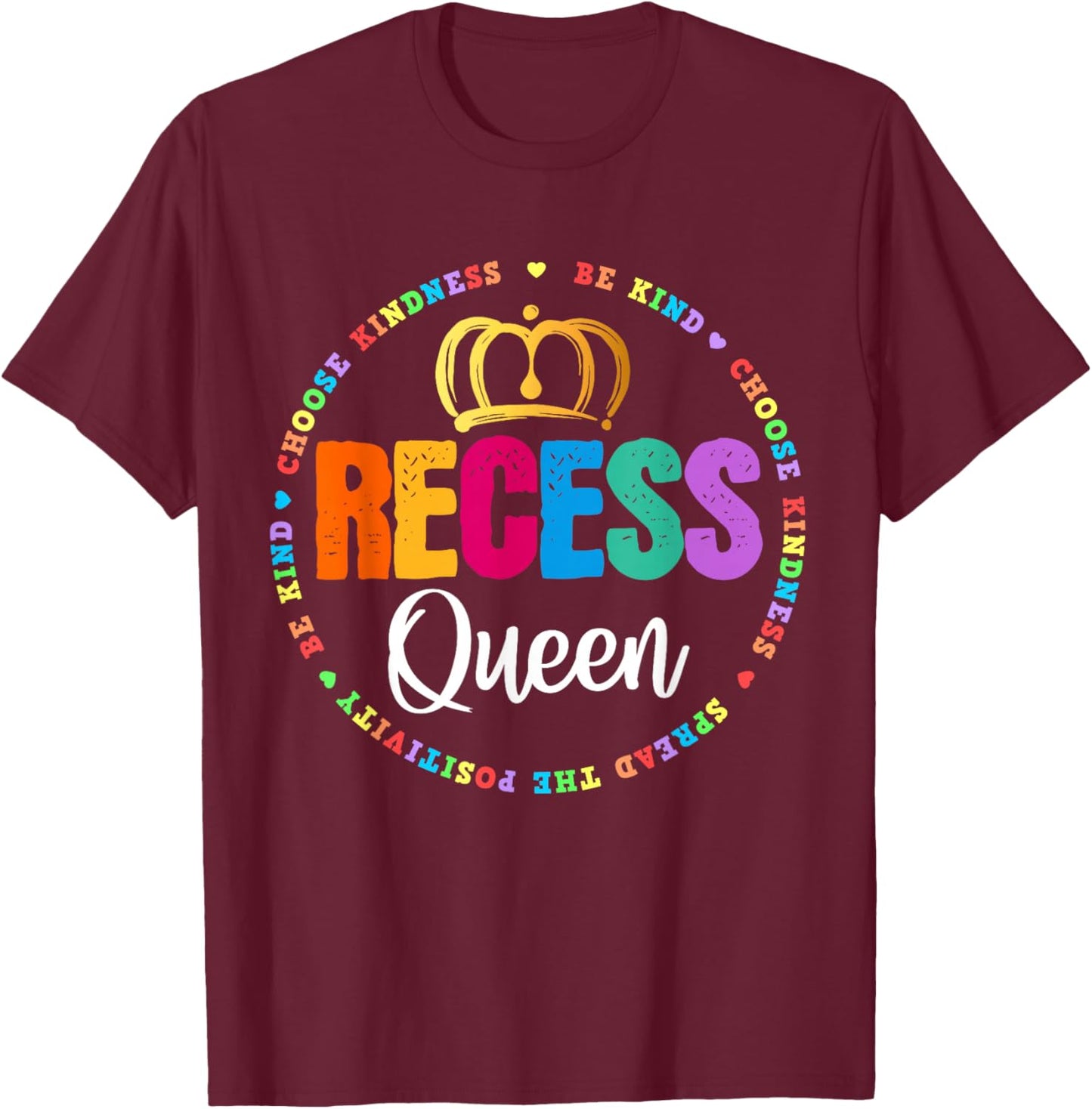 Funny Recess Queen Crew School Teachers Students Monitor T-Shirt - T-Shirt | Maroon