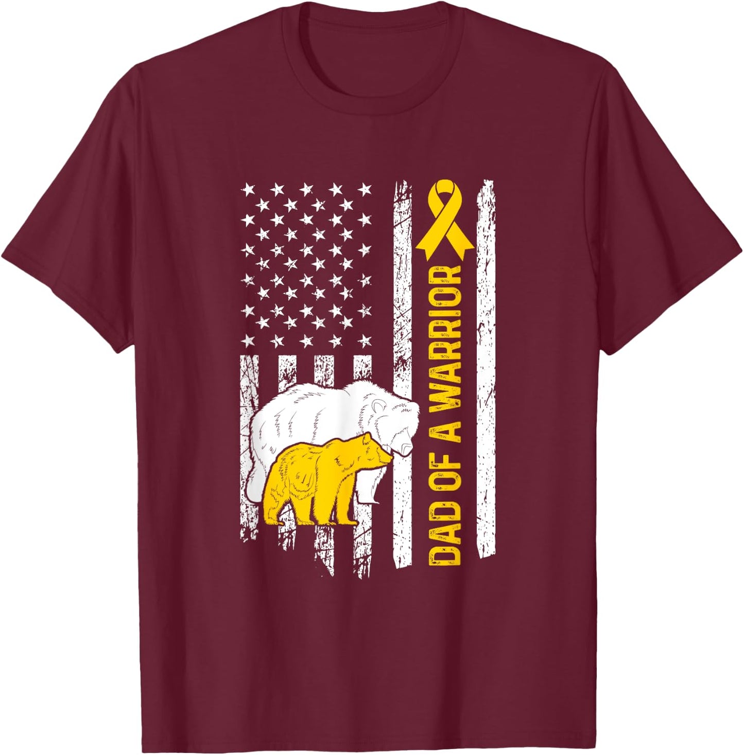 Dad Of A Childhood Cancer Warrior Dad Childhood Cancer Dad T-Shirt - T-Shirt | Maroon