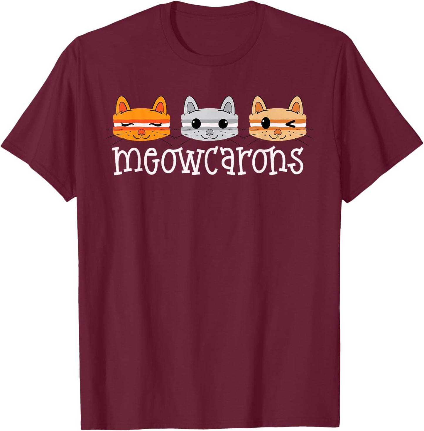 Macaron Cat Cute Macron's Cookies Macaroon Kitten Macaron T-Shirt - T-Shirt | Maroon