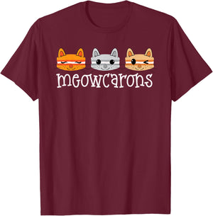 Macaron Cat Cute Macron's Cookies Macaroon Kitten Macaron T-Shirt - T-Shirt | Maroon