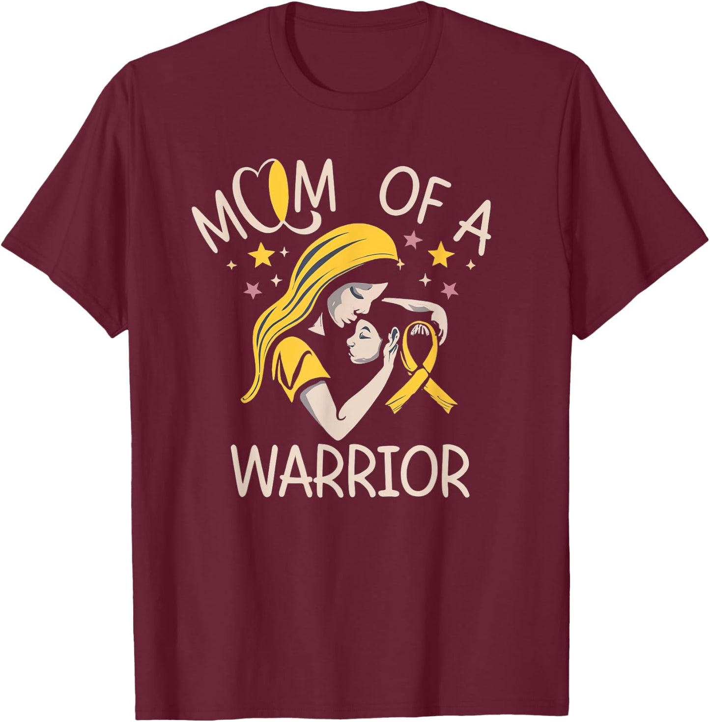 Childhood Cancer Awareness - Mom of a Warrior T-Shirt - T-Shirt | Maroon