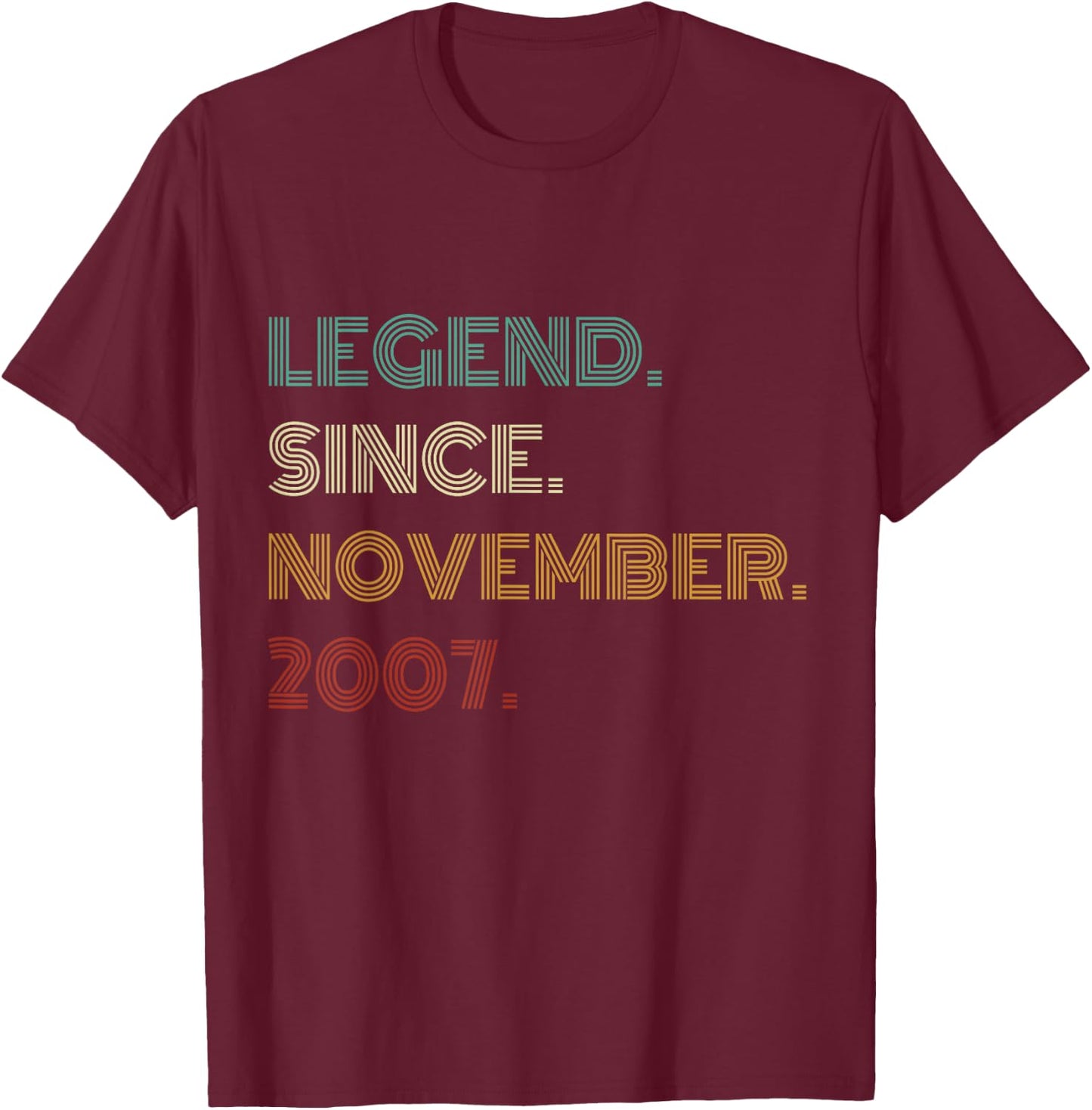 18 Years Old Legend Since November 2007 18th Birthday T-Shirt - T-Shirt | Maroon