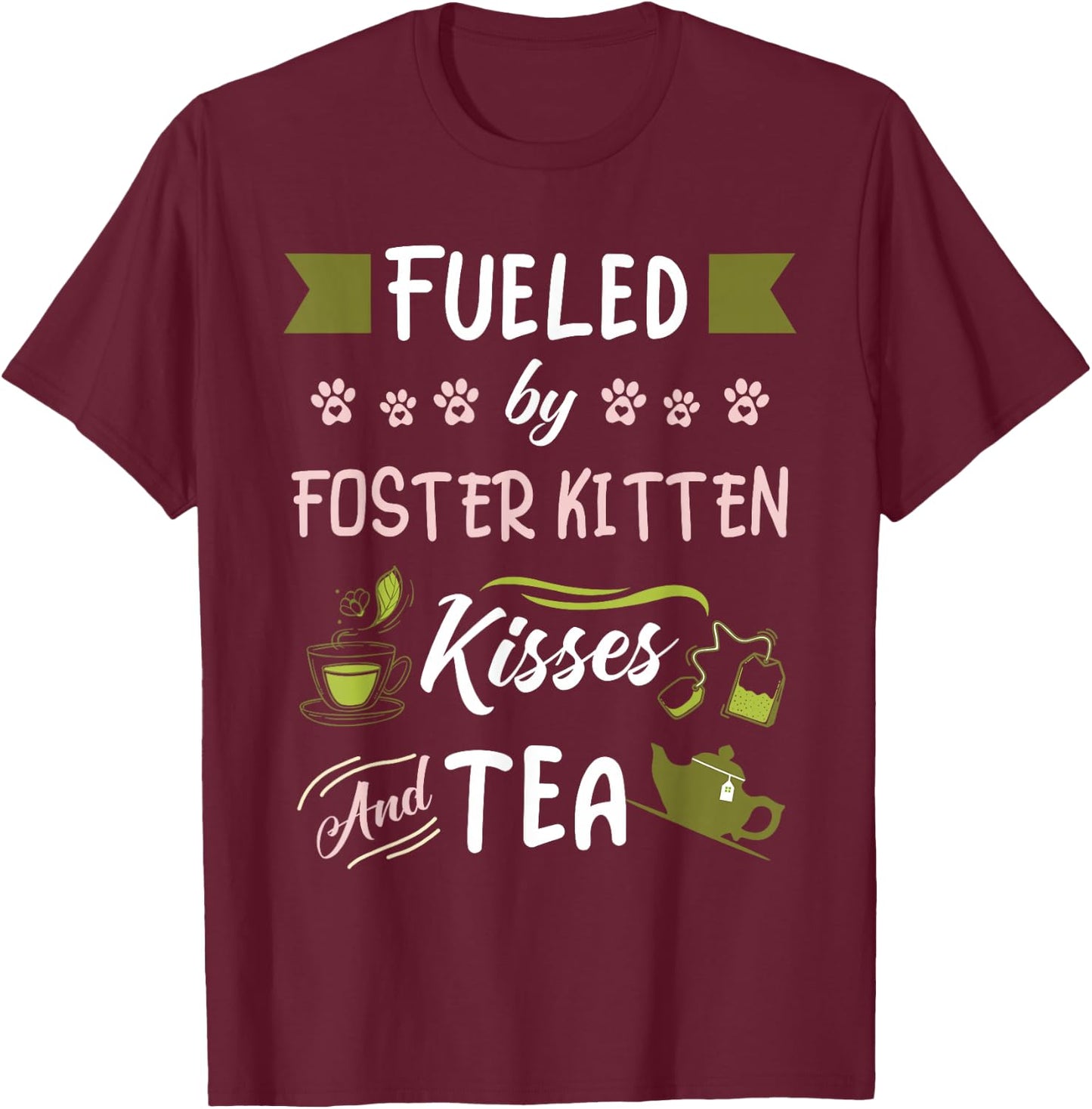 Foster Kitten Rescue Mom Tea Lover T-Shirt - T-Shirt | Maroon