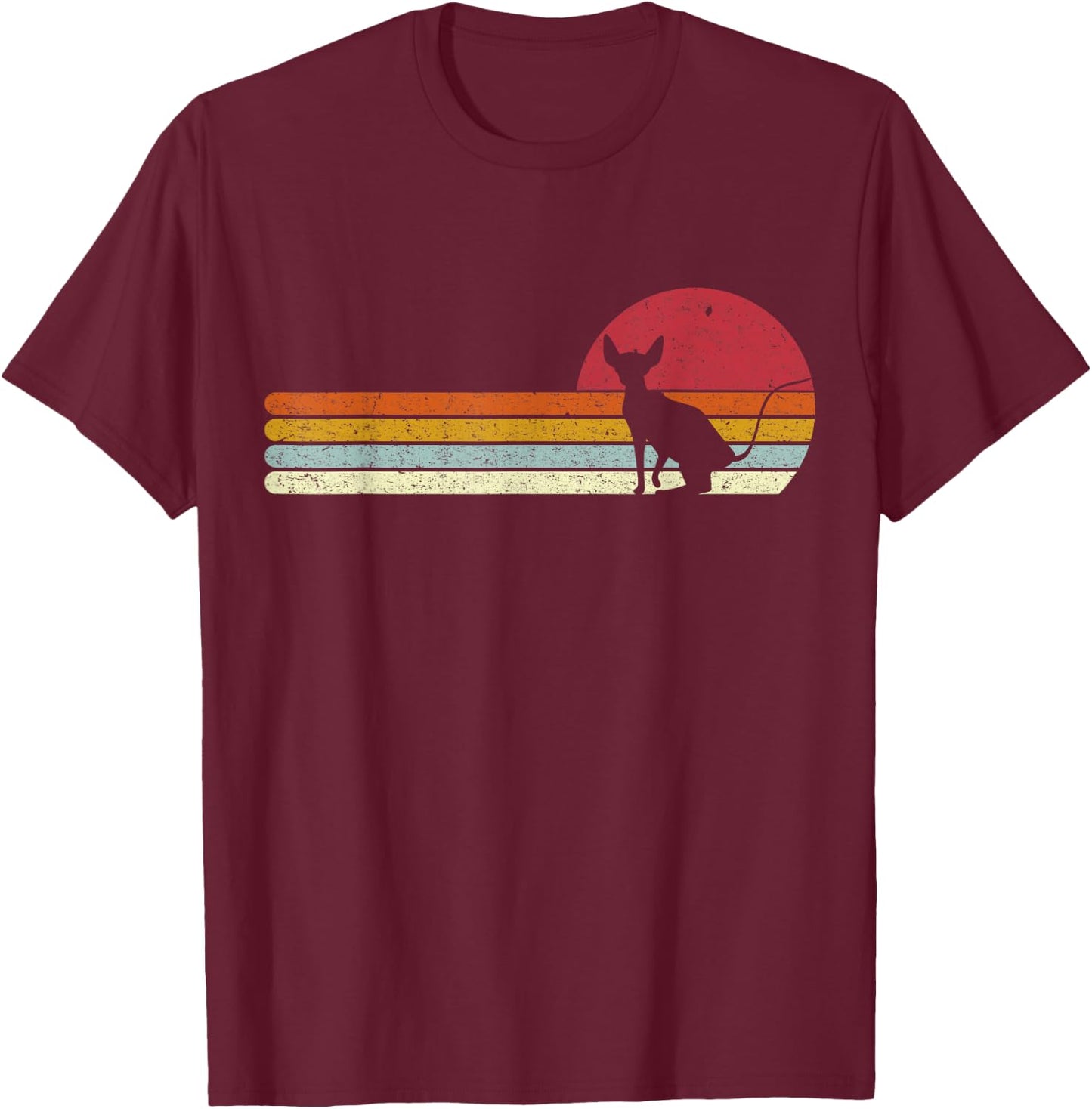 Sunset Sphynx Silhouette for Sphinx Cat Owners T-Shirt - T-Shirt | Maroon