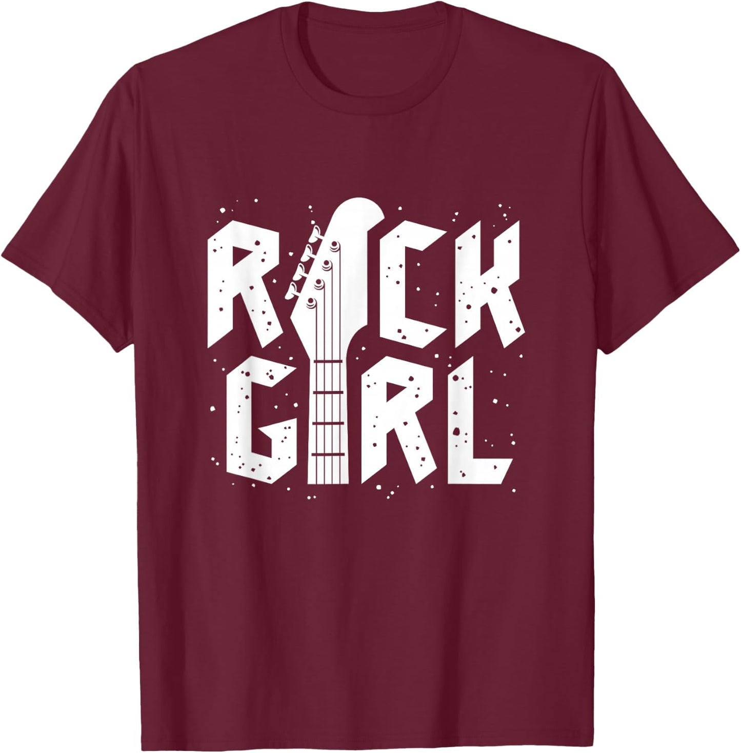 Rock Girls Rock N' Roll Music Illustration Outfit Graphic T-Shirt - T-Shirt | Maroon