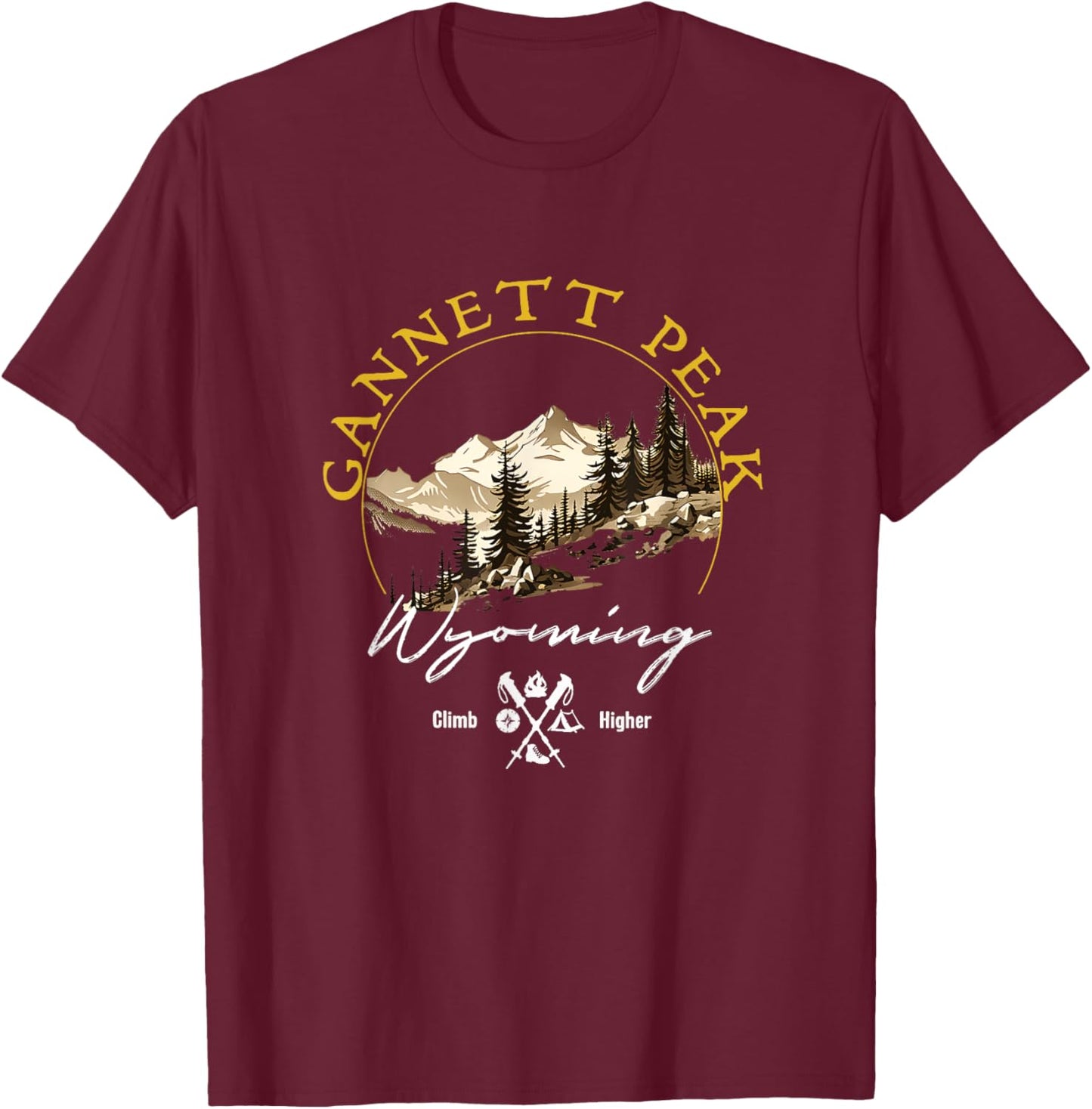 Gannett Peak Retro Vintage Apparel - Gannett Peak Souvenir T-Shirt - T-Shirt | Maroon