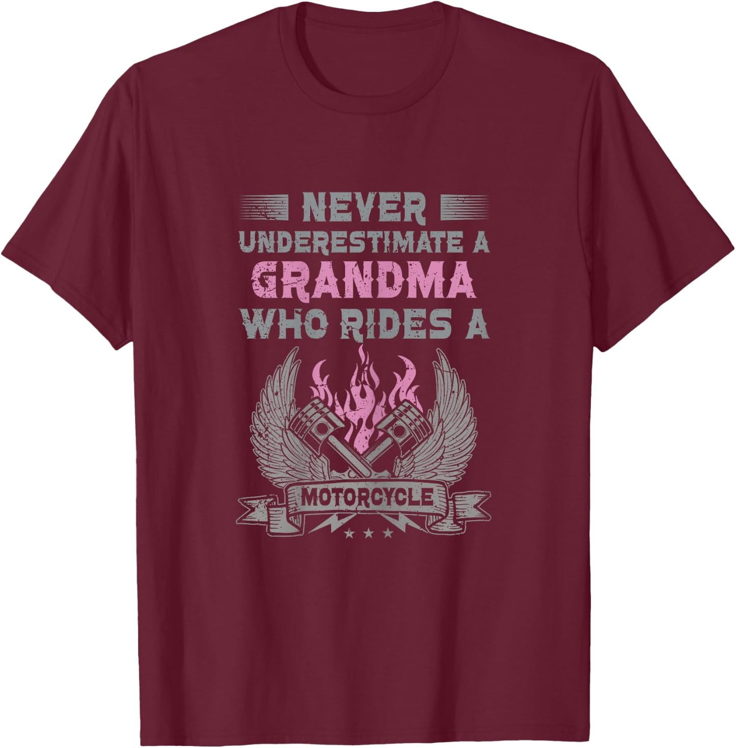 Biker Grandma Motorcycle Vintage Grandmother Motorbike T-Shirt - T-Shirt | Maroon