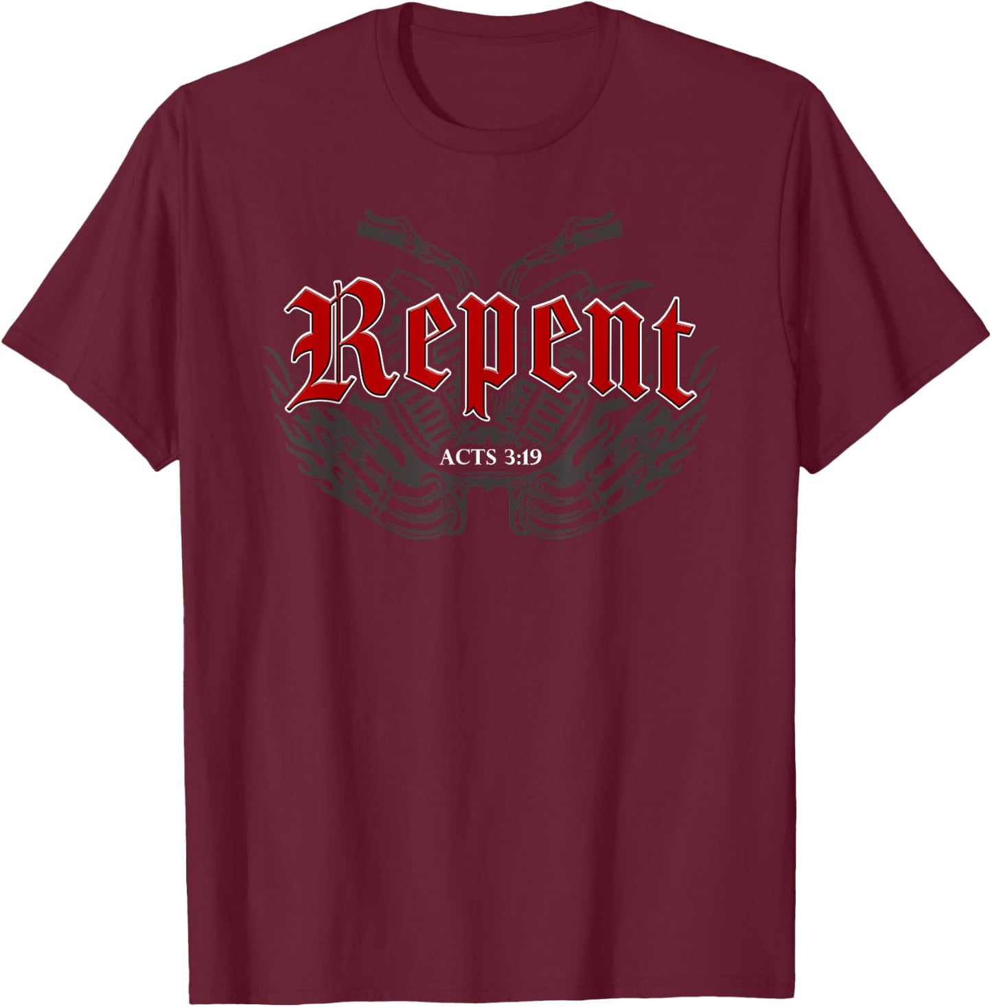 Repent Inspiration – Motorcycle Christian Faith Gospel Biker T-Shirt - T-Shirt | Maroon