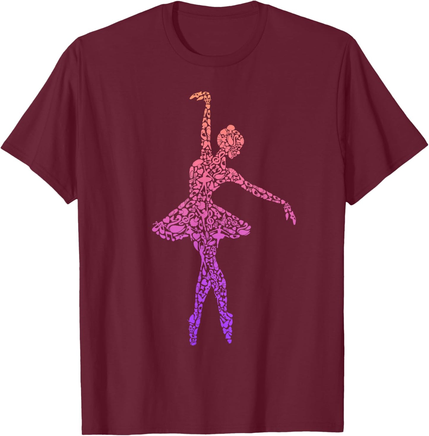 Ballet Ballerinas Women Kids Girls Ballet Dancer T-Shirt - T-Shirt | Maroon