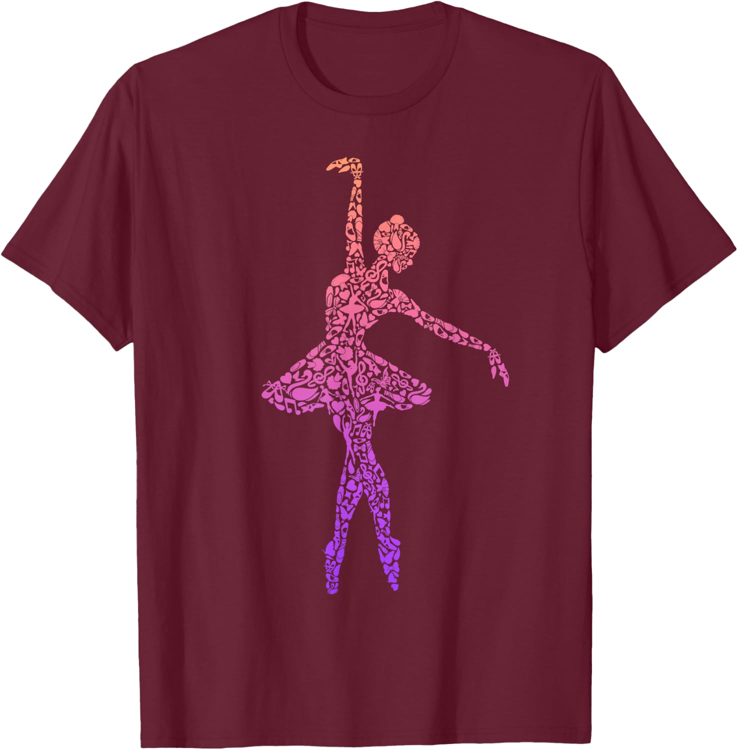 Ballet Ballerinas Women Kids Girls Ballet Dancer T-Shirt - T-Shirt | Maroon