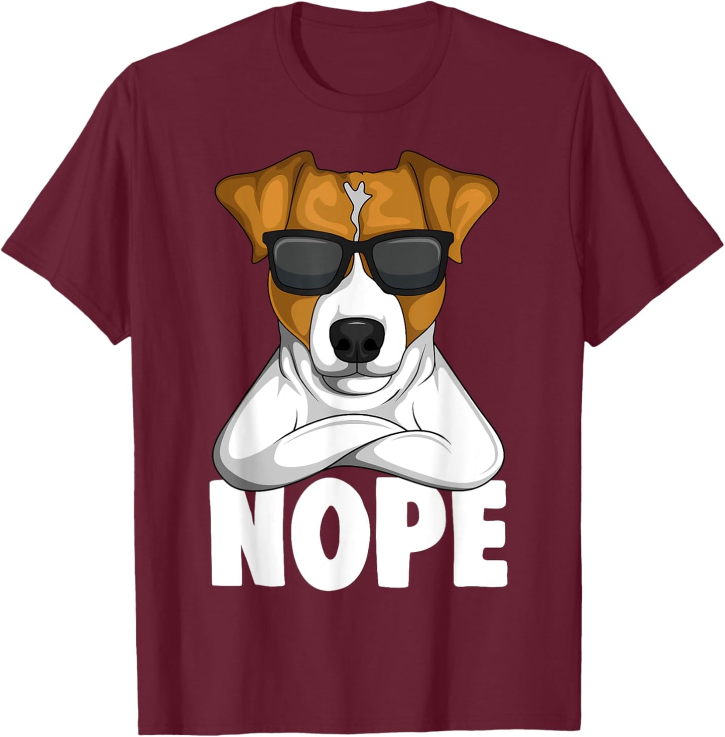 Jack Russell Apparel & Gift Ideas Women's Black Cartoon Jack Russell Terrier Nope T-Shirt - T-Shirt | Maroon