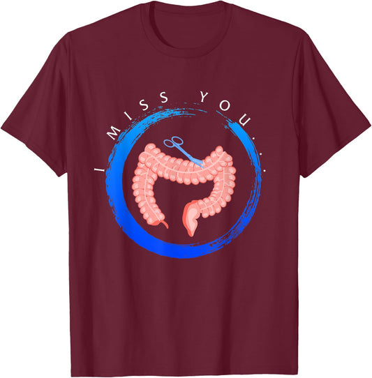 Colon Cancer Awareness I Miss You Blue Ribbon Gift Colon T-Shirt - T-Shirt | Maroon