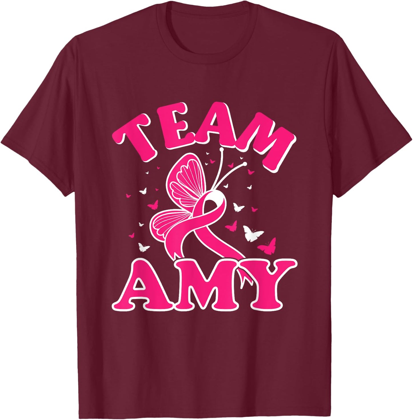 Team Amy - Breast Cancer Awareness Squad T-Shirt - T-Shirt | Maroon