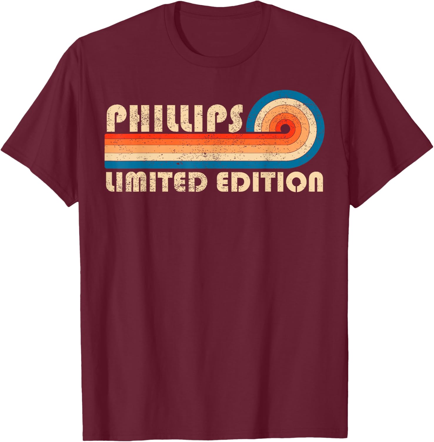 PHILLIPS Surname Retro Vintage 80s 90s Birthday Reunion T-Shirt - T-Shirt | Maroon