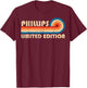 PHILLIPS Surname Retro Vintage 80s 90s Birthday Reunion T-Shirt - T-Shirt | Maroon