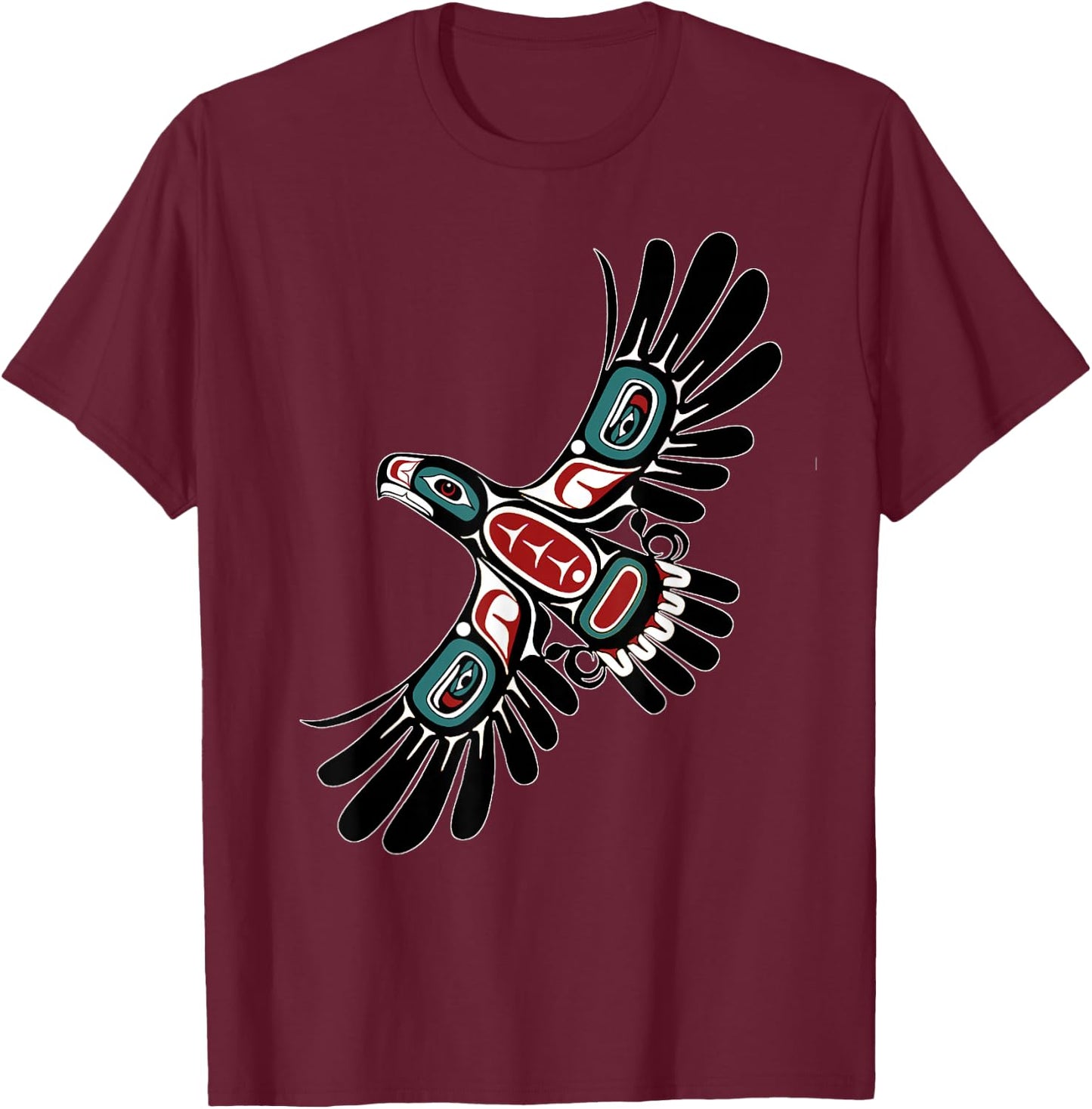Alaska Native American Art Tlingit Haida Eagle Tribal Clan T-Shirt - T-Shirt | Maroon
