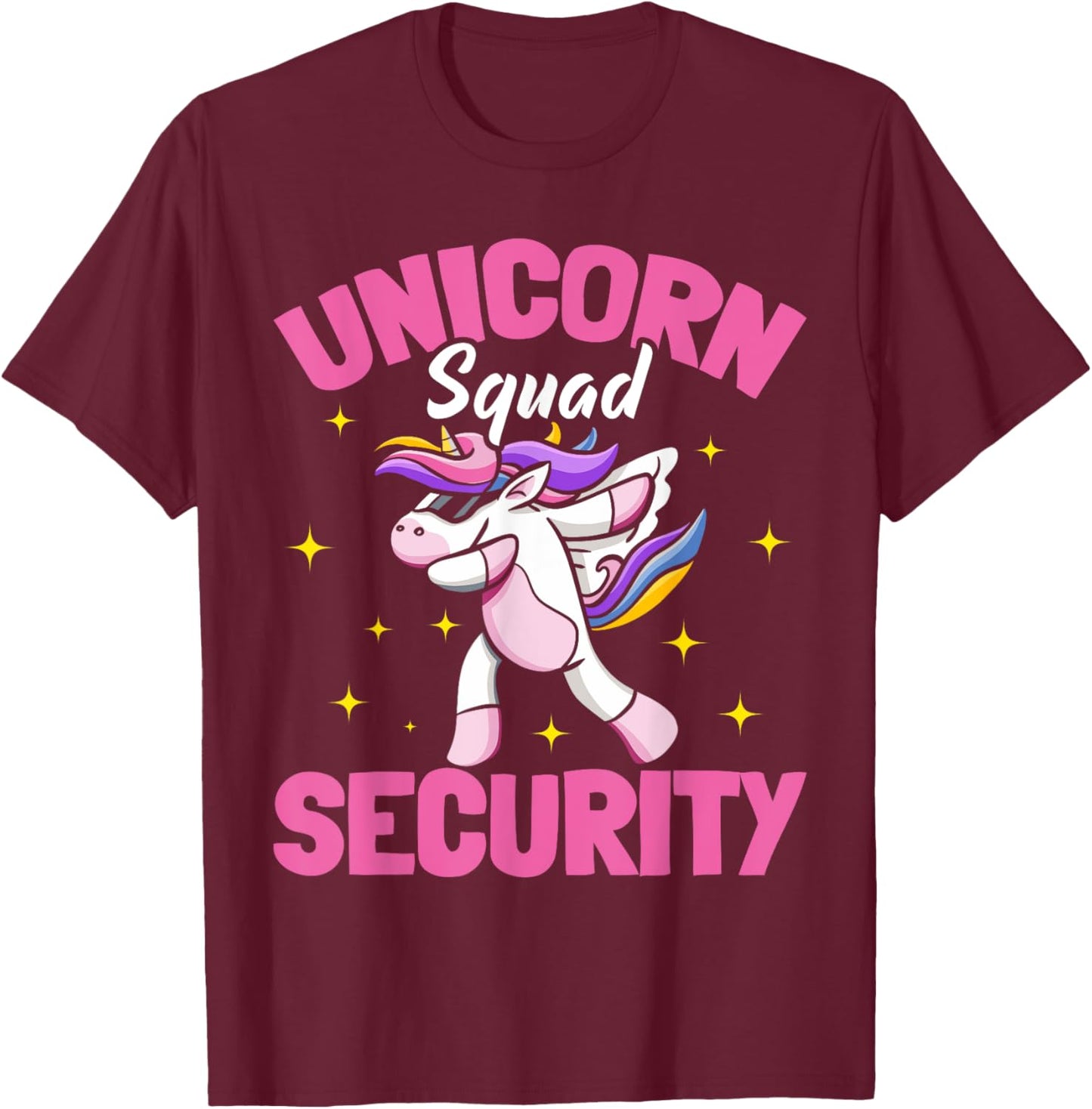 Unicorn Parents Birthday Party Security T-Shirt - T-Shirt | Maroon