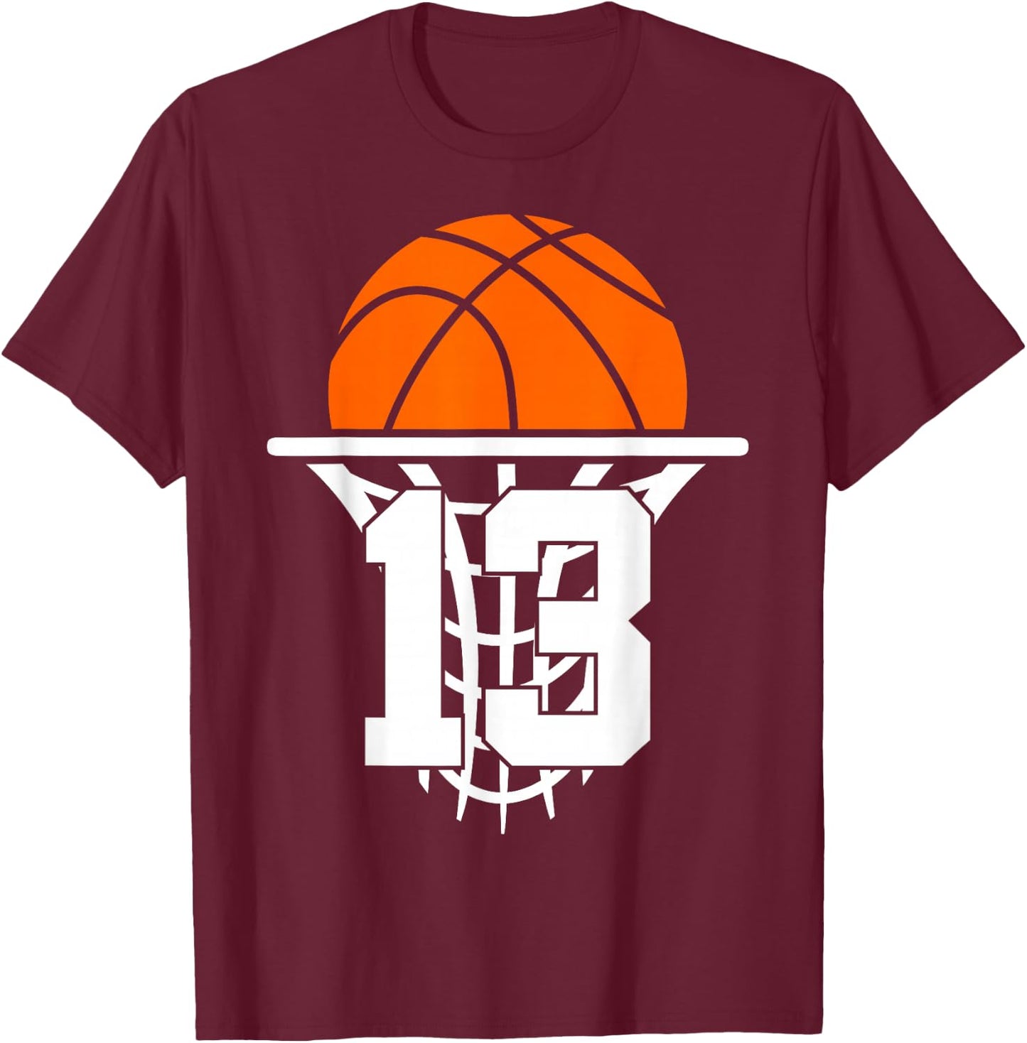 13 Years Basketball 13th Birthday T-Shirt - T-Shirt | Maroon