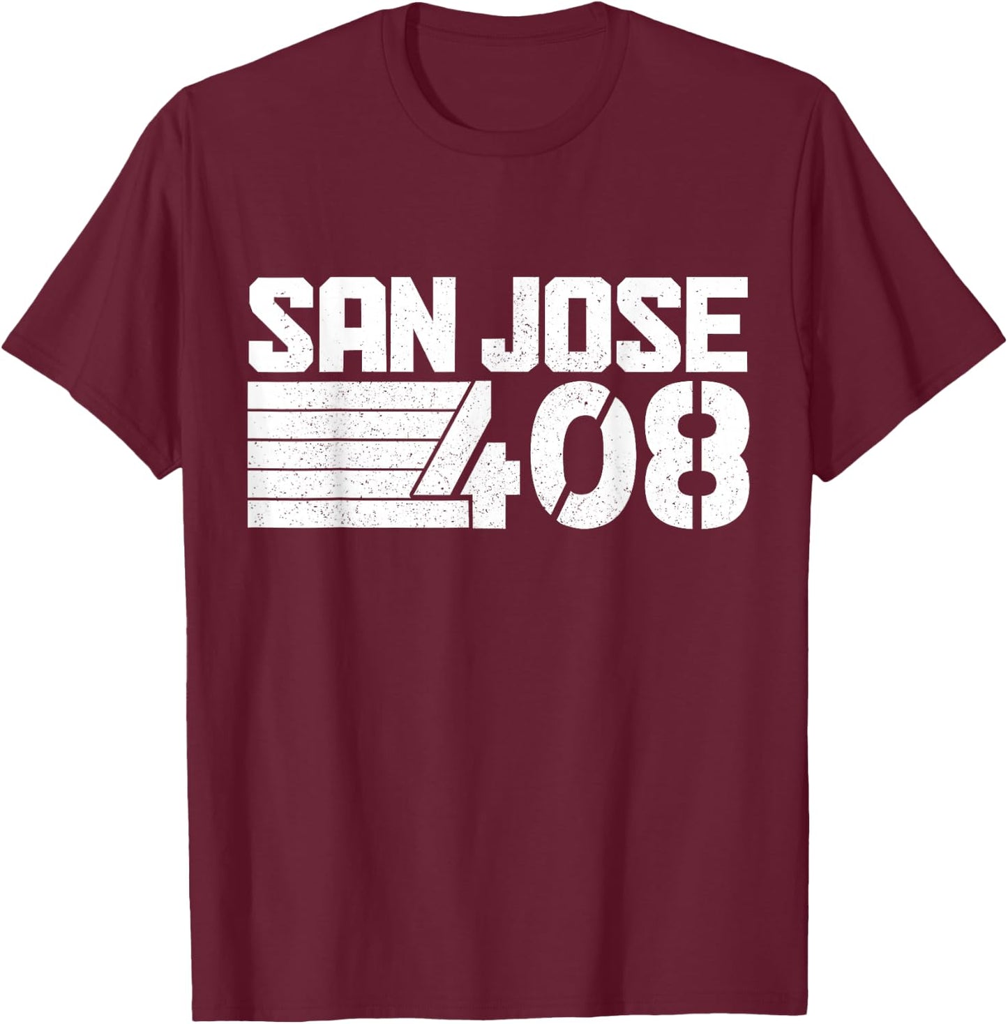San Jose California 408 Area Code Pride Vintage T-Shirt - T-Shirt | Maroon