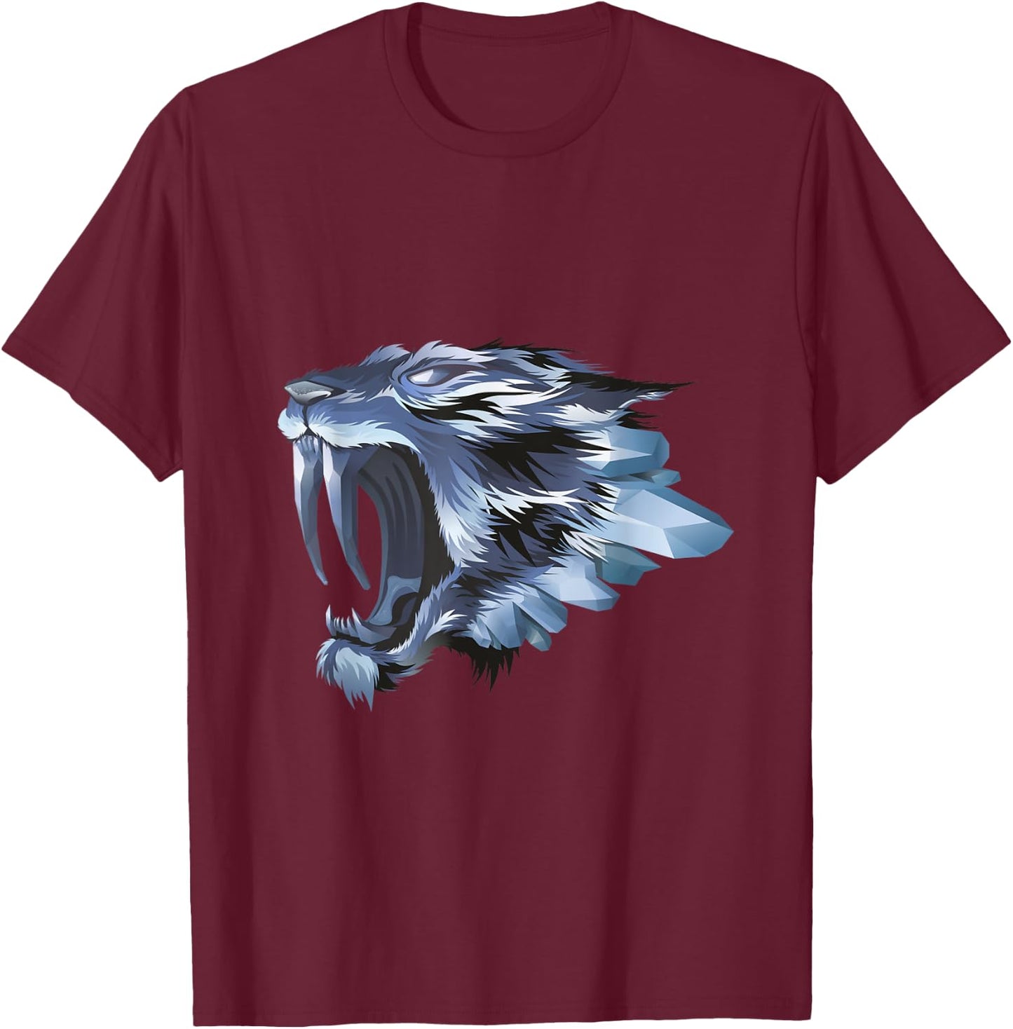 Prehistoric Smilodon Saber-Toothed Tiger T-Shirt - T-Shirt | Maroon