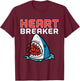 Kids Valentines Day Shark Heart Breaker Boys Kids Baby Toddlers T-Shirt - T-Shirt | Maroon