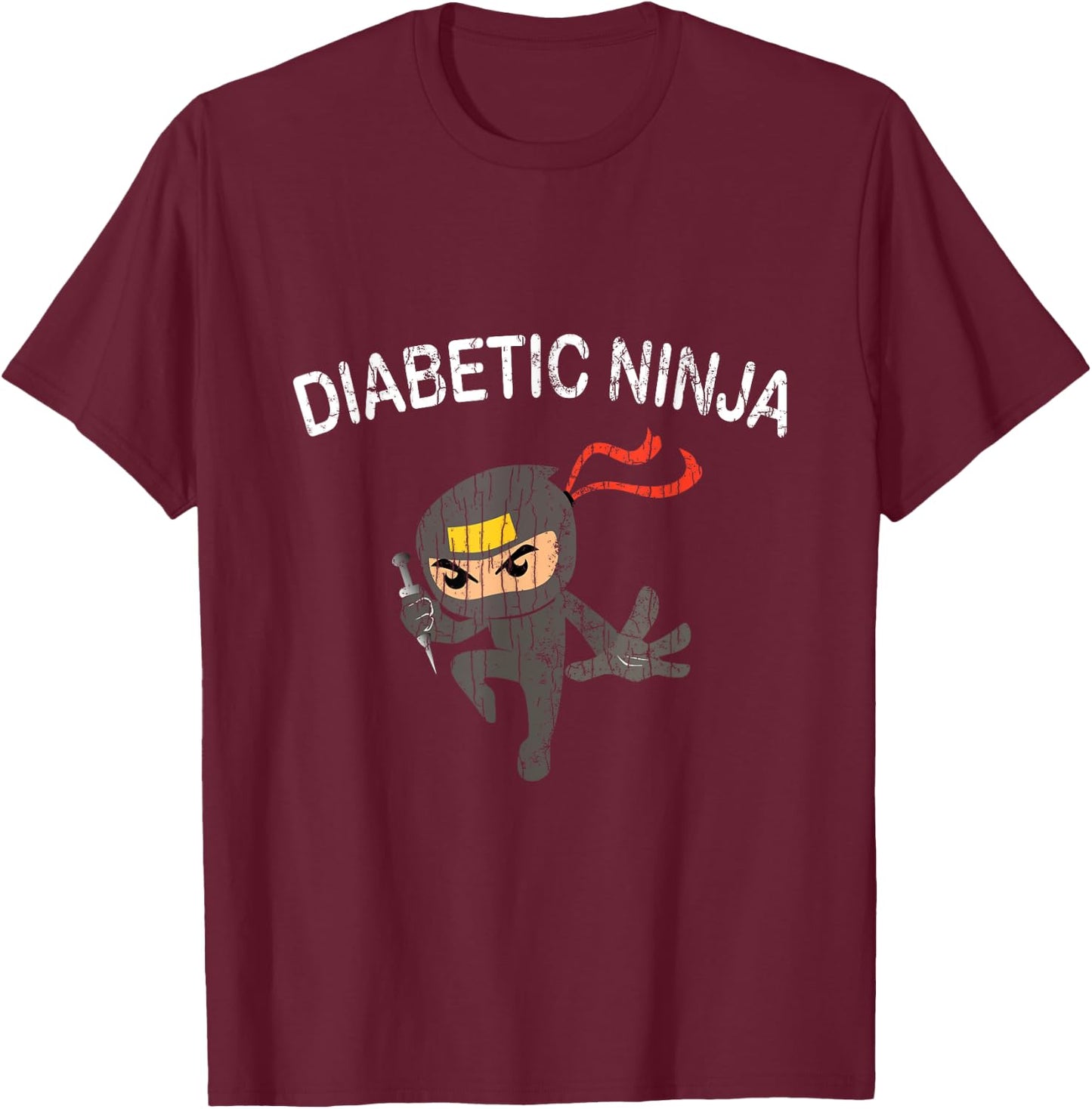 Diabetic Ninja Funny Diabetes Graphic T-Shirt - T-Shirt | Maroon