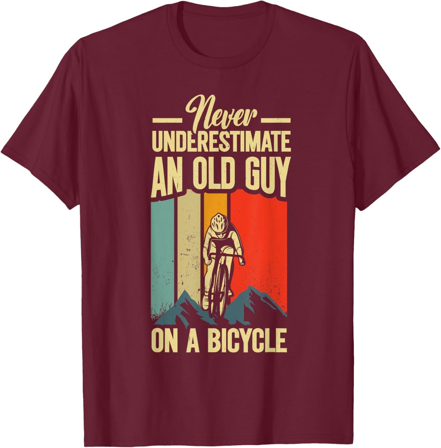 Cool Cycling Art Grandpa Bicycle Riding Cycle Racing T-Shirt - T-Shirt | Maroon