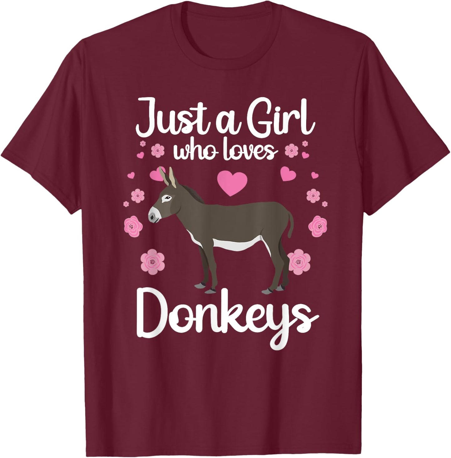 Cool Donkey Girlls Mule Horse Animal Lover Farming T-Shirt - T-Shirt | Maroon