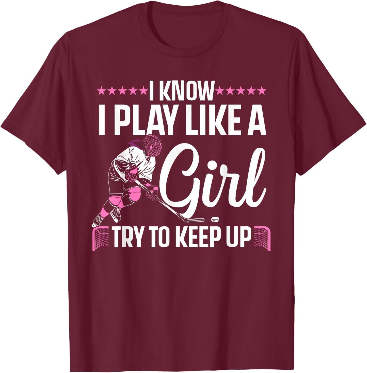 Cool Ice Hockey Girls Hockey Lover Team Skating T-Shirt - T-Shirt | Maroon