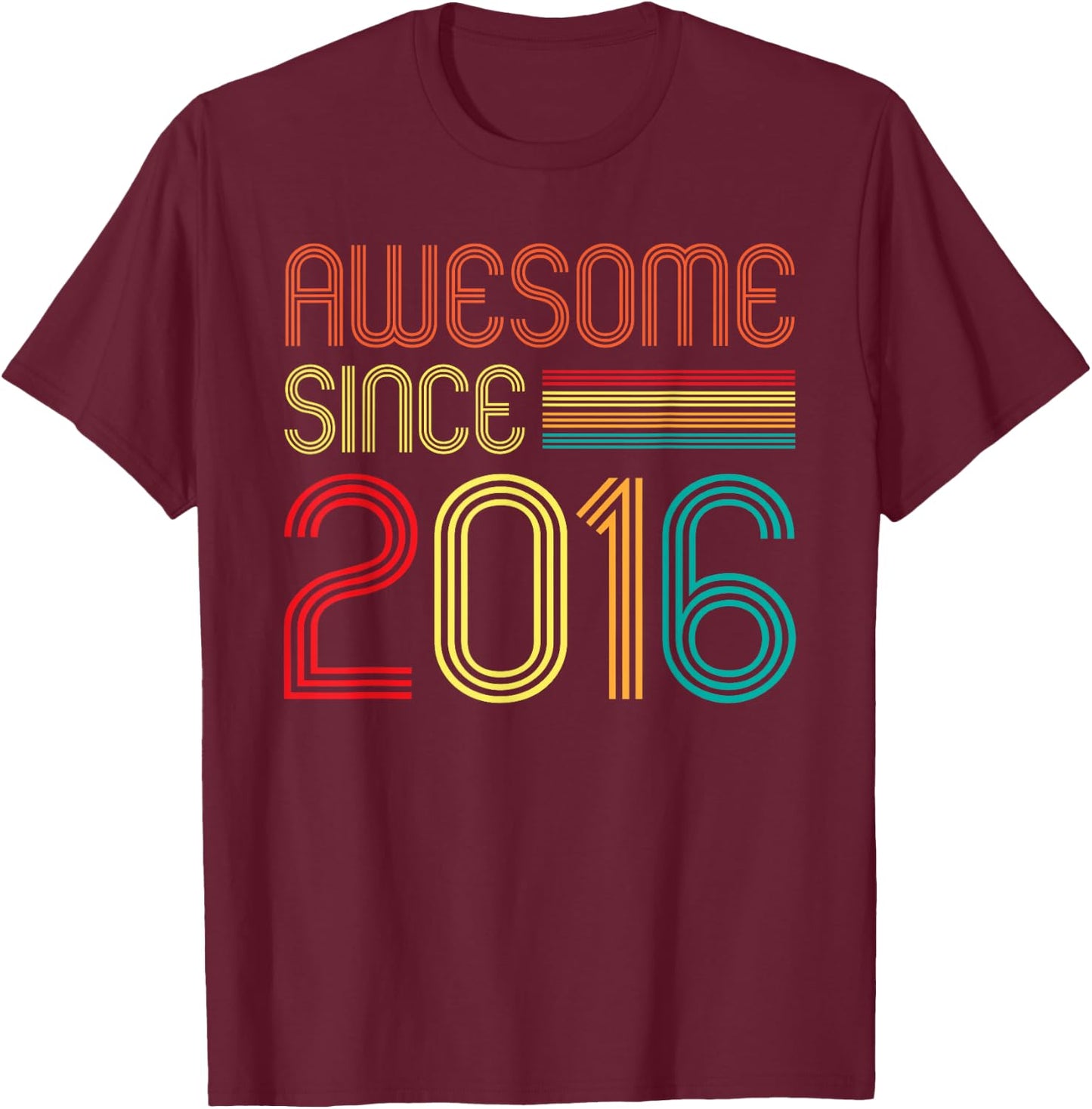 Awesome Since 2016 9 Years Old Retro Vintage 9th Birthday T-Shirt - T-Shirt | Maroon