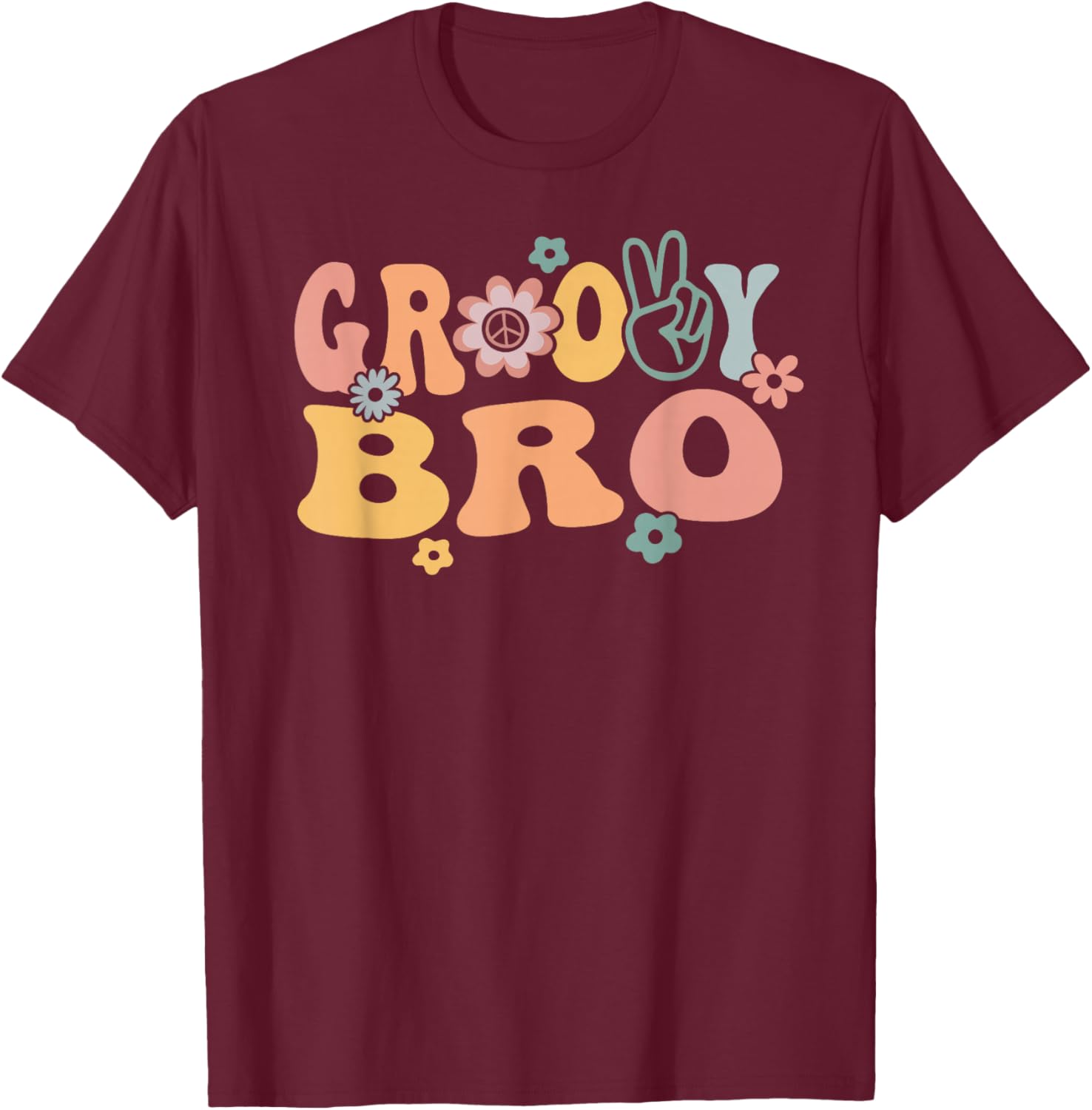 Groovy Bro Retro Brother Matching Family 1st Birthday Party T-Shirt - T-Shirt | Maroon