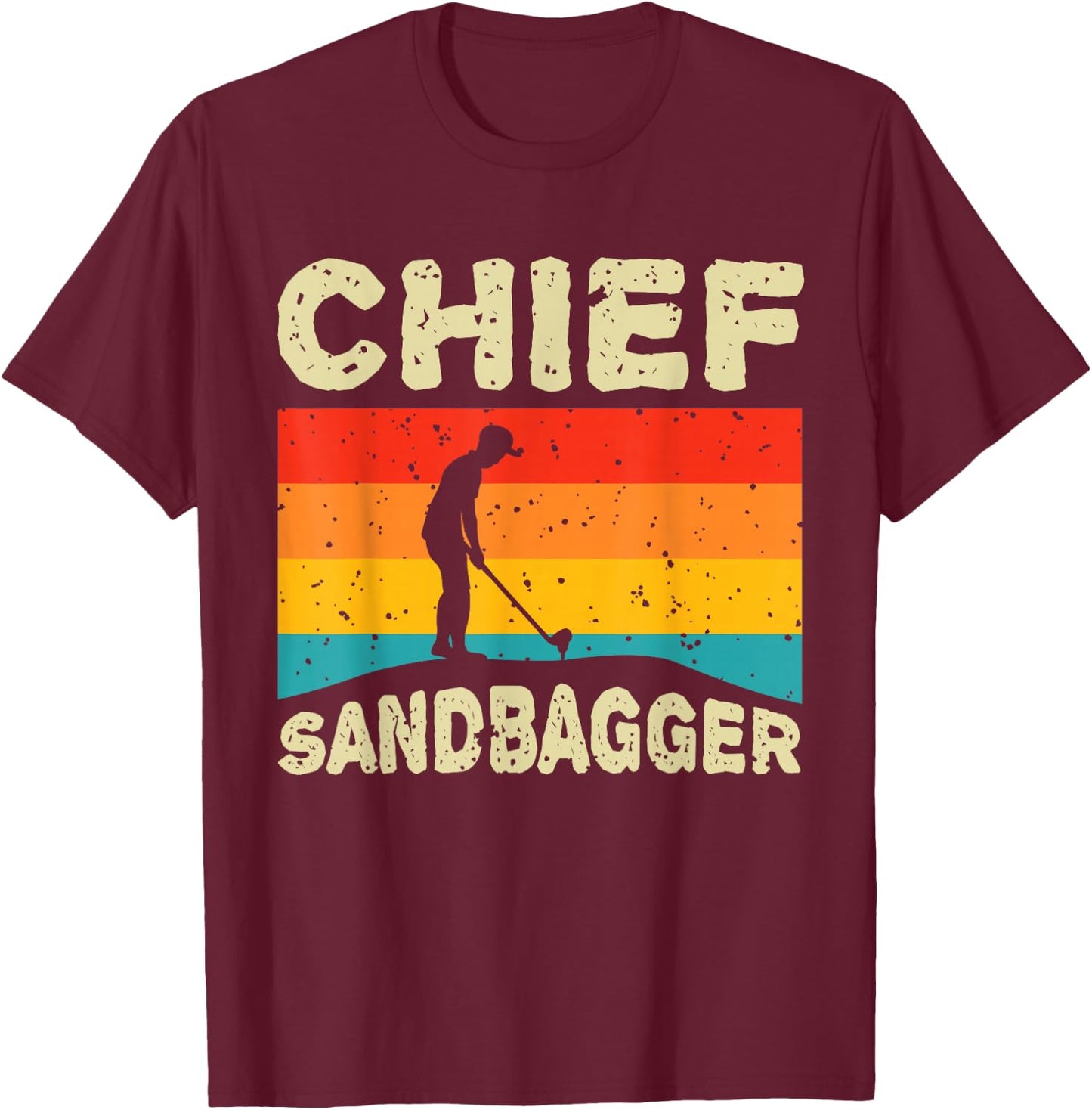 Chief Sandbagger Gag Golf T-Shirt - T-Shirt | Maroon