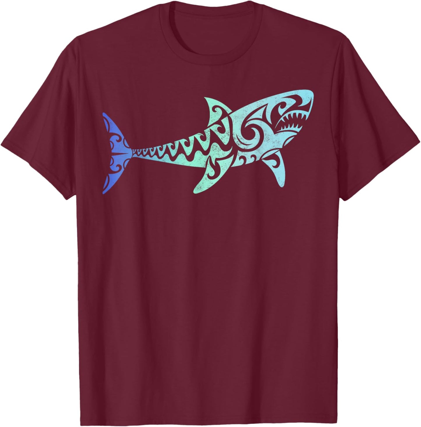 Hawaii Polynesian Tribal Shark Aloha State Surfing T-Shirt - T-Shirt | Maroon