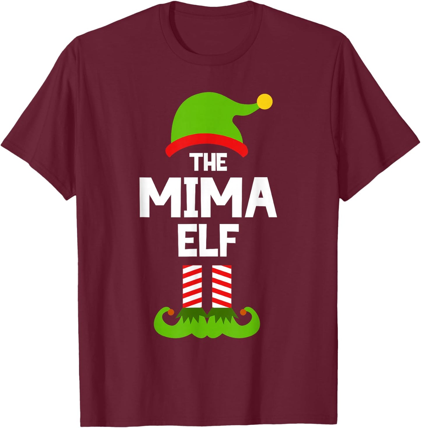 Family Mima Elf Christmas Matching Pajama Funny T-Shirt - T-Shirt | Maroon