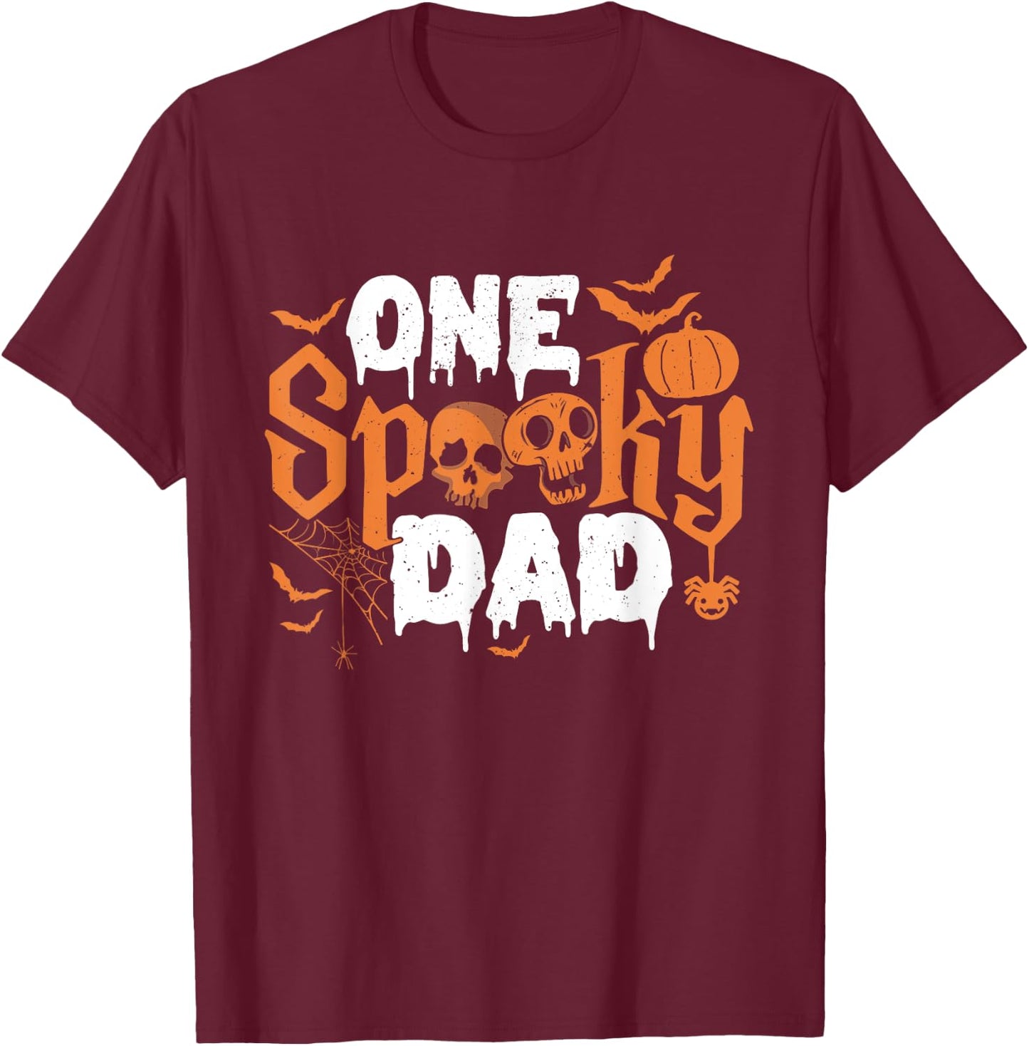 One Spooky Dad Boo Halloween Cute Family Matching Group T-Shirt - T-Shirt | Maroon