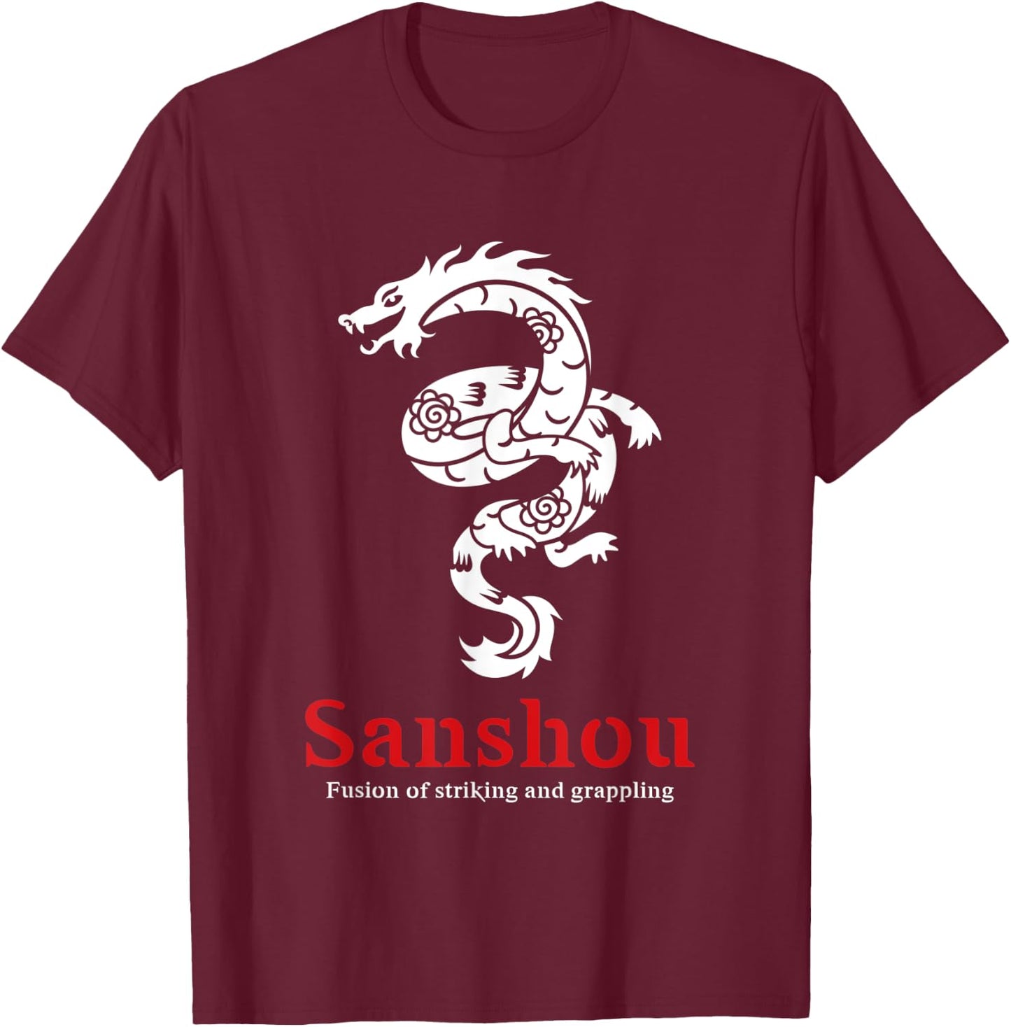 Sanshou Dragon Sanda Chinese Boxing Martial Arts T-Shirt - T-Shirt | Maroon