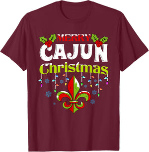 Merry Cajun Christmas-New Orleans Louisiana Bayou Xmas T-Shirt - T-Shirt | Maroon