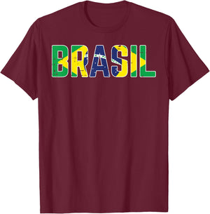Brasil Flag Brazilian Soccer Fan Men Women Boys Girls Kids T-Shirt - T-Shirt | Maroon