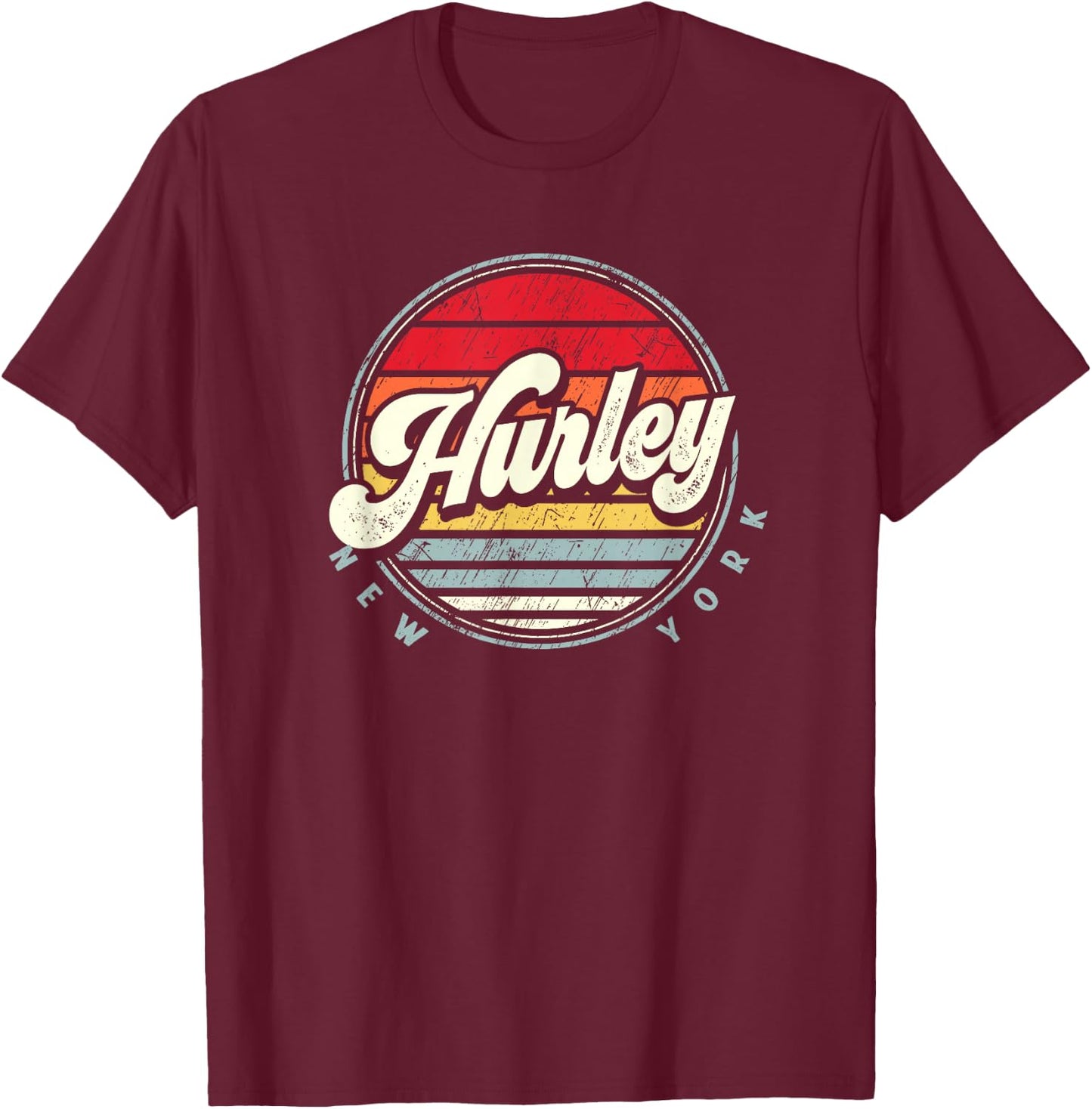 Retro Hurley Home State Cool 70s Style Sunset T-Shirt - T-Shirt | Maroon