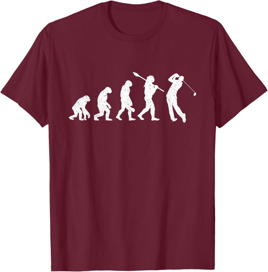 Evolution Of Golfer - Dad Grandpa Golfing Lover Golf Player T-Shirt - T-Shirt | Maroon