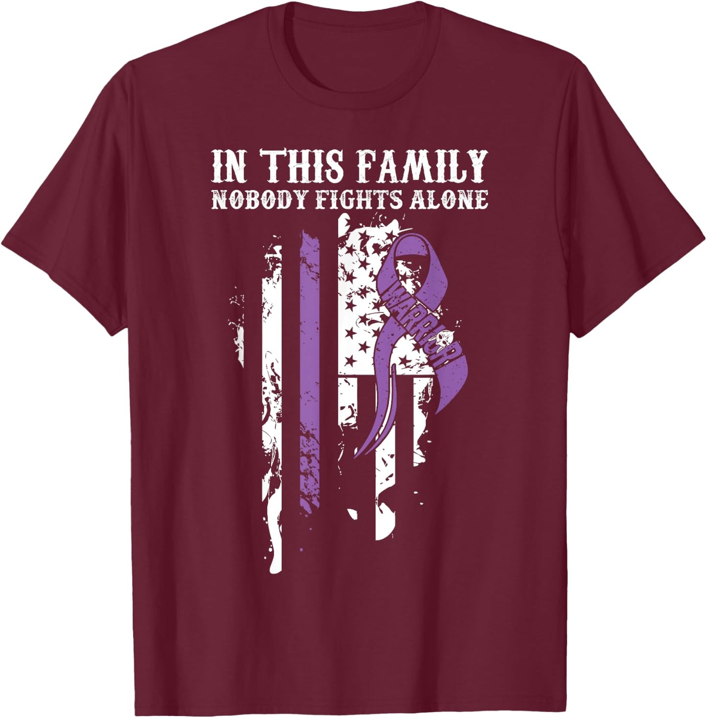 Nobody Alone- Vulvar Cancer Awareness Supporter Ribbon T-Shirt - T-Shirt | Maroon