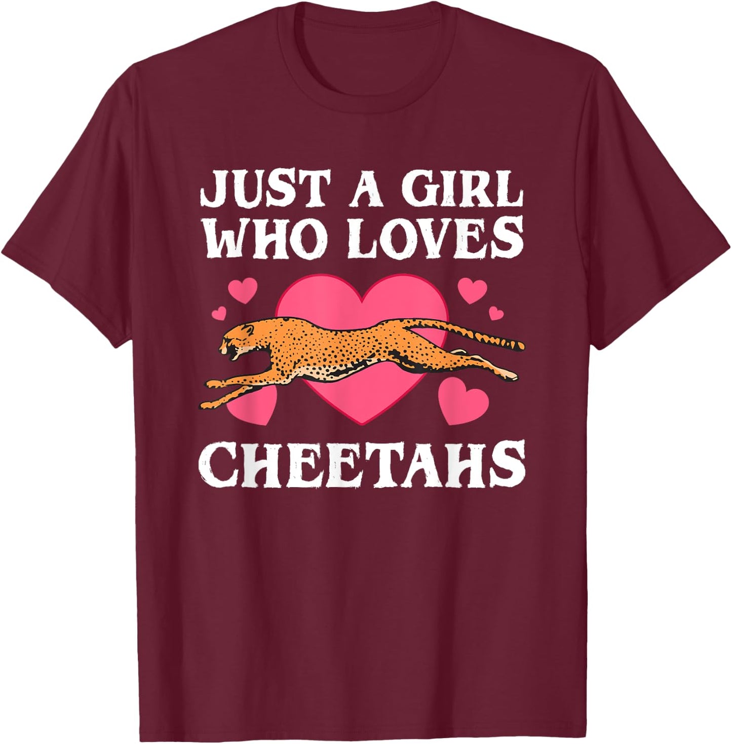 Funny Cheetah Design Girls Kids Youth Zookeepers T-Shirt - T-Shirt | Maroon