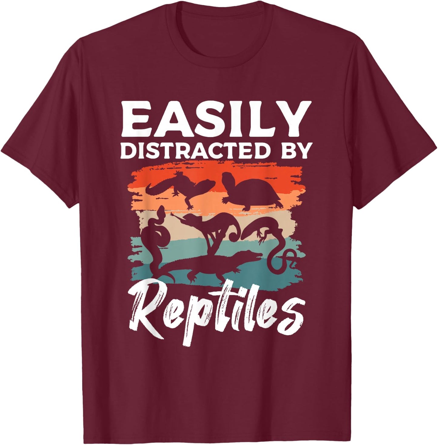 Easily Distracted by Reptiles Herpetology Herpetologist T-Shirt - T-Shirt | Maroon