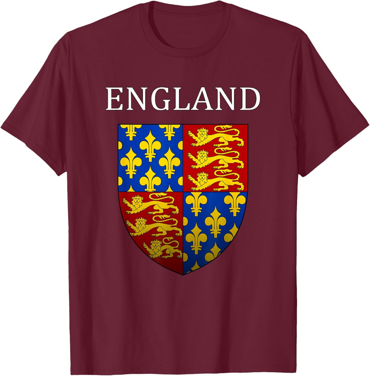 Medieval English Heraldry of England T-Shirt - T-Shirt | Maroon