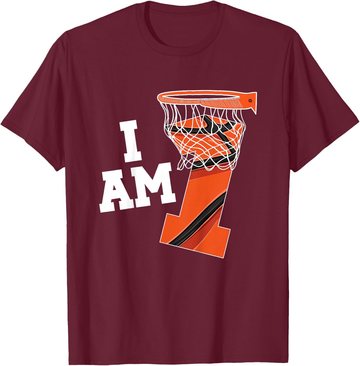 Kids Basketball 1st Birthday Boy One Year Old Basketball Player T-Shirt - T-Shirt | Maroon