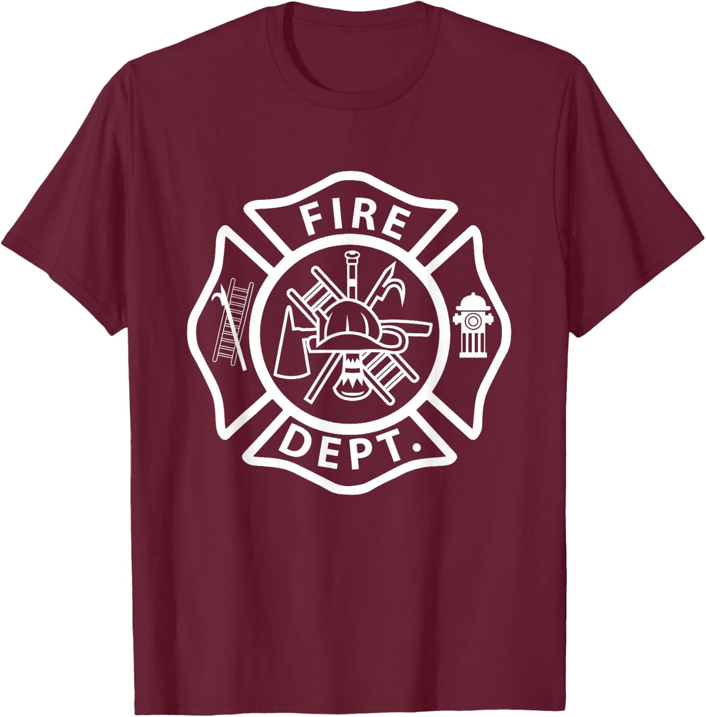 Fire Department Logo Uniform Fireman Symbol Firefighter Gear T-Shirt - T-Shirt | Maroon