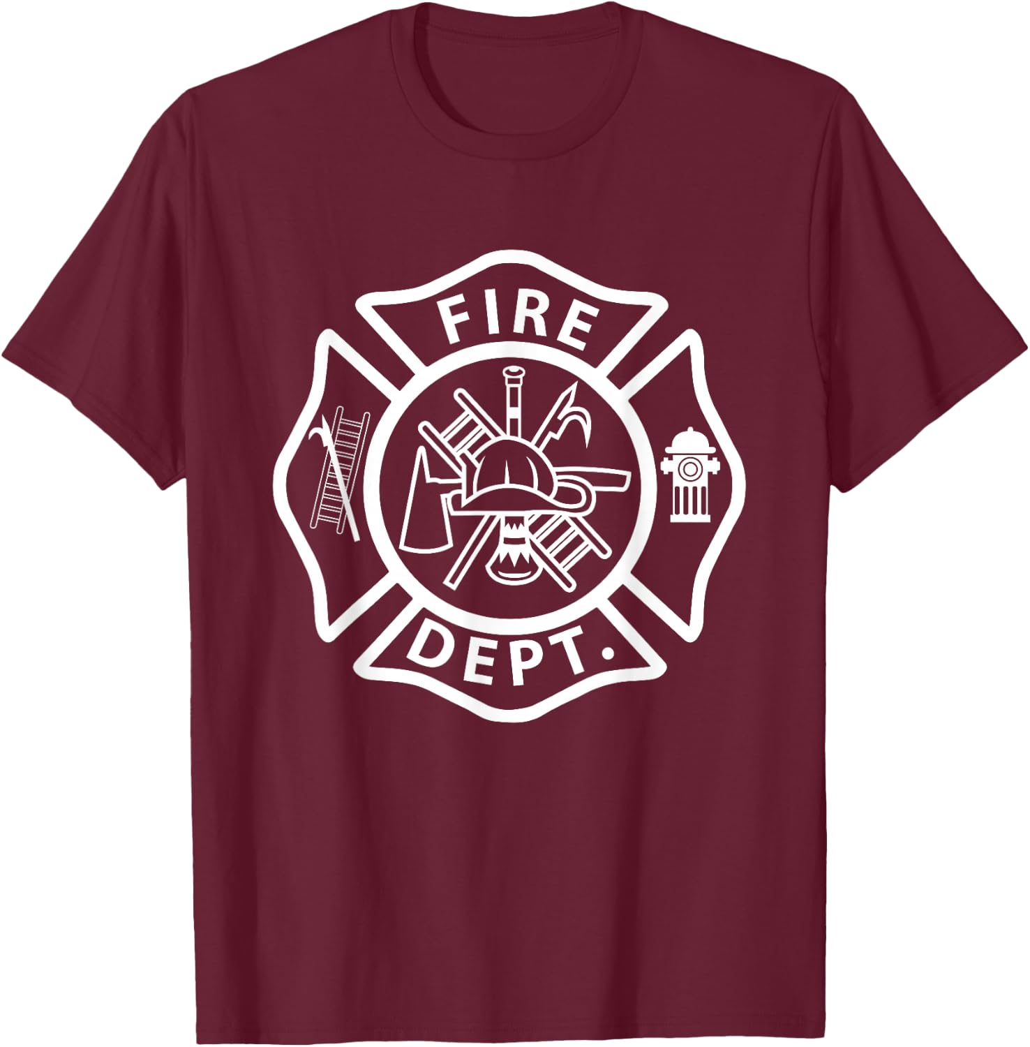 Fire Department Logo Uniform Fireman Symbol Firefighter Gear T-Shirt - T-Shirt | Maroon