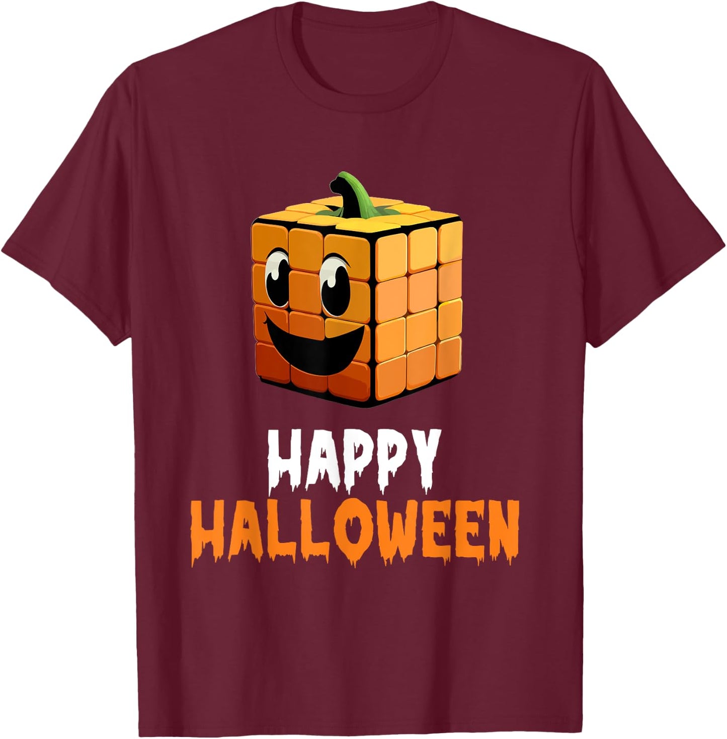 Happy Halloween Speed Cubing Puzzle Cuber Costume T-Shirt - T-Shirt | Maroon