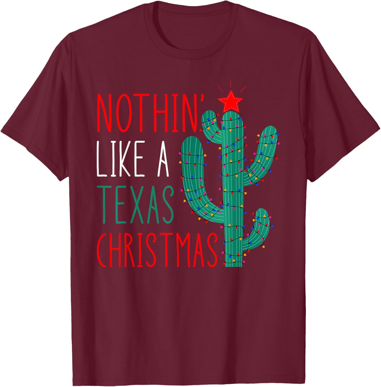 Cute Texas Christmas 2021 Family Matching Adult Black Short Sleeve T-Shirt - T-Shirt | Maroon