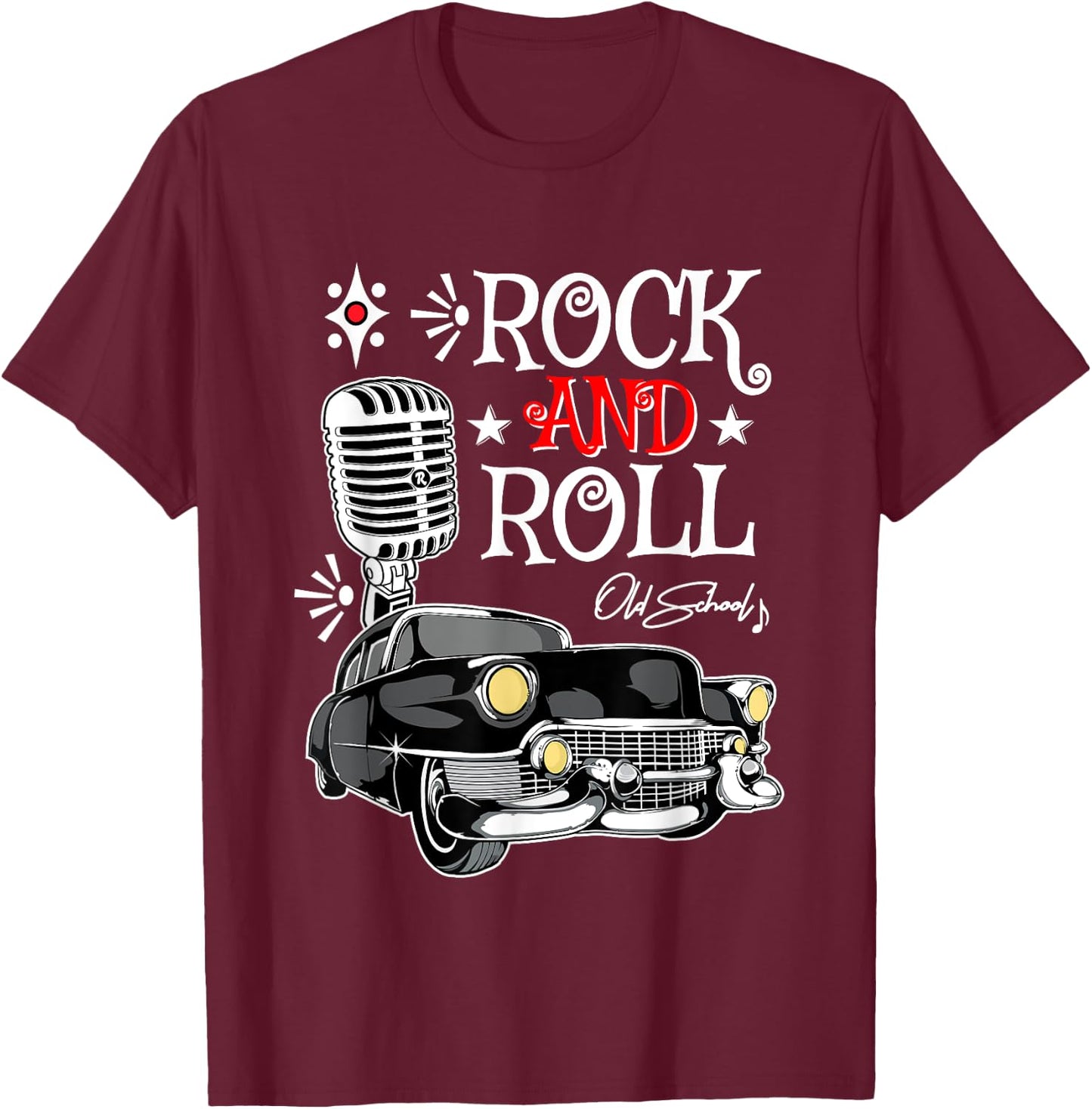 1950s Retro Rockabilly 50s Sock Hop Greaser Rock and Roll T-Shirt - T-Shirt | Maroon